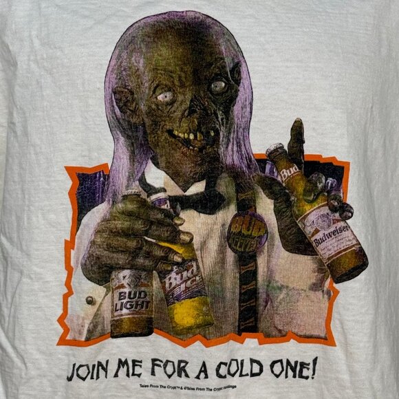 Vintage 1990s Tales from the Crypt T-Shirt Halloween Budweiser Beer Promo Keeper - Picture 2 of 4